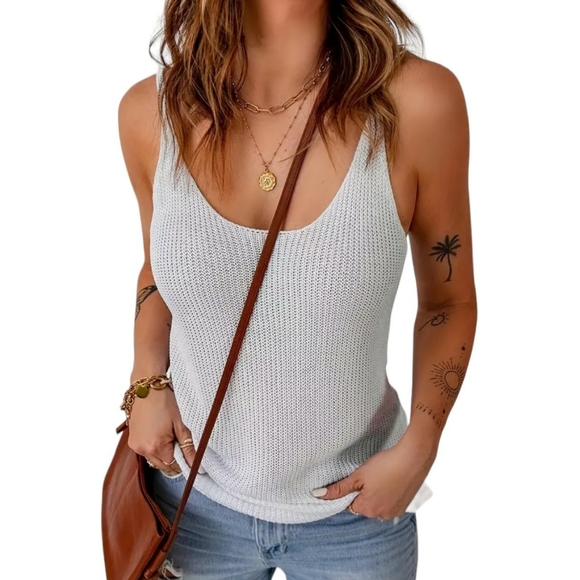 Tops - Viscose Knit Gray Tank Top